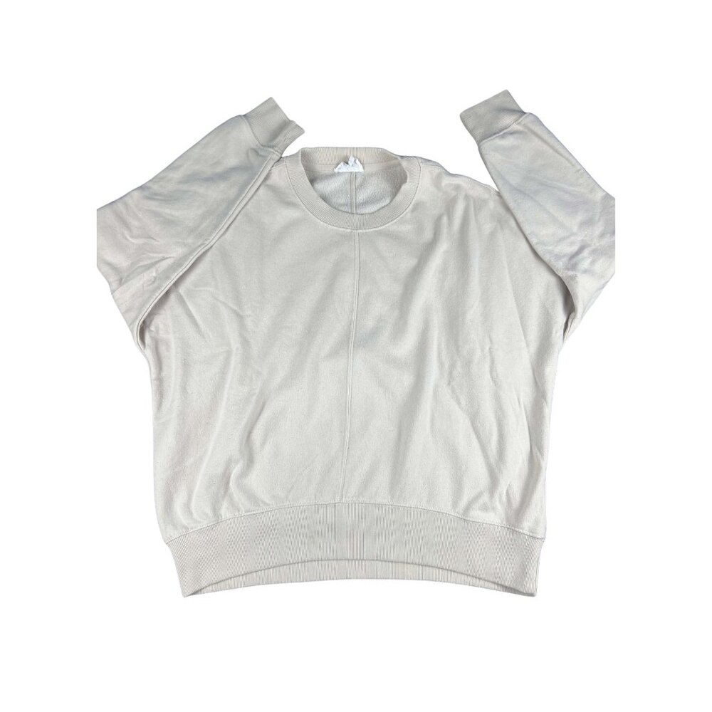 Hippy Rose-Neutral Beige Crewneck Sweatshirt – Minimalist Style, Size L